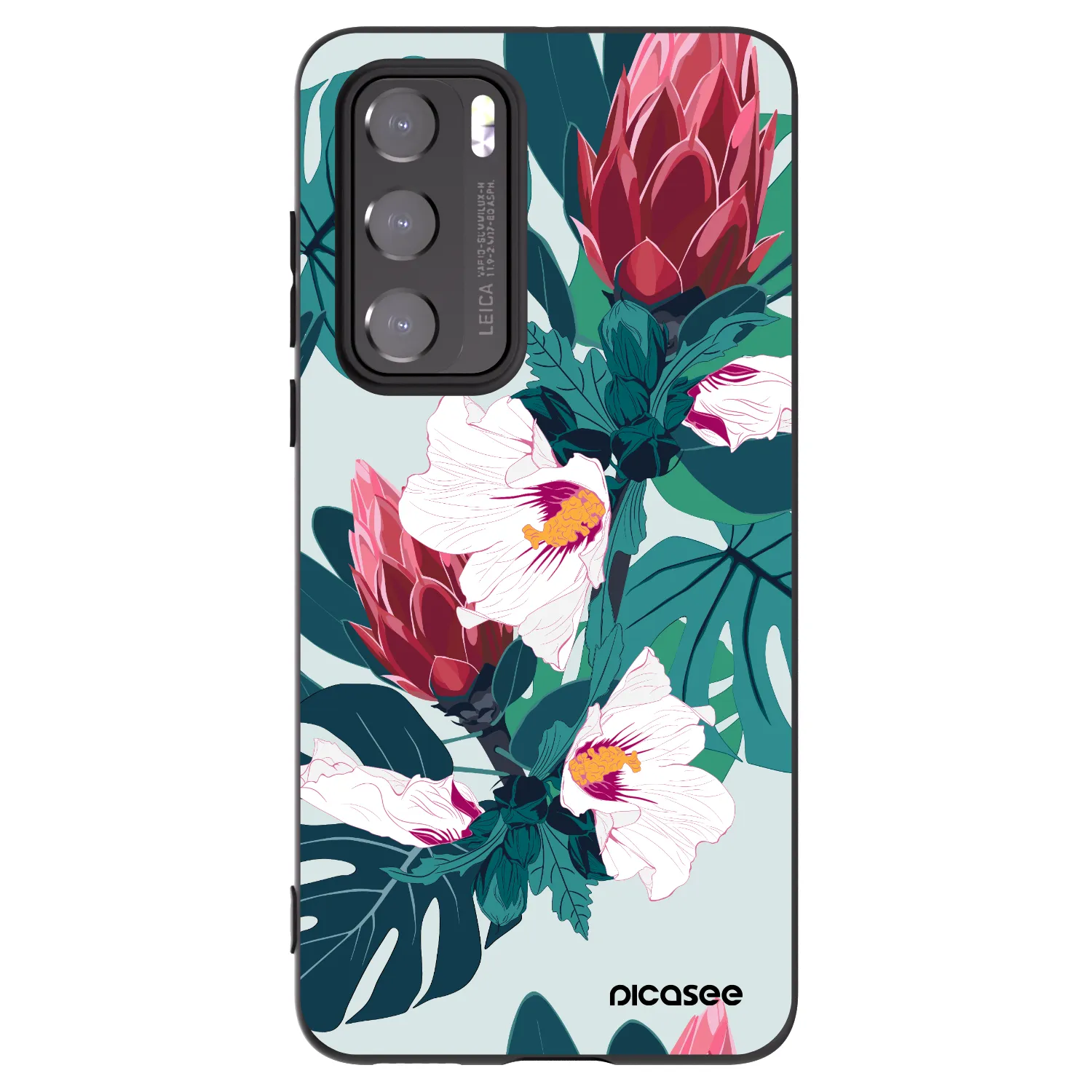 Picasee Μαύρη θήκη σιλικόνης για Huawei P40 - Rhododendron