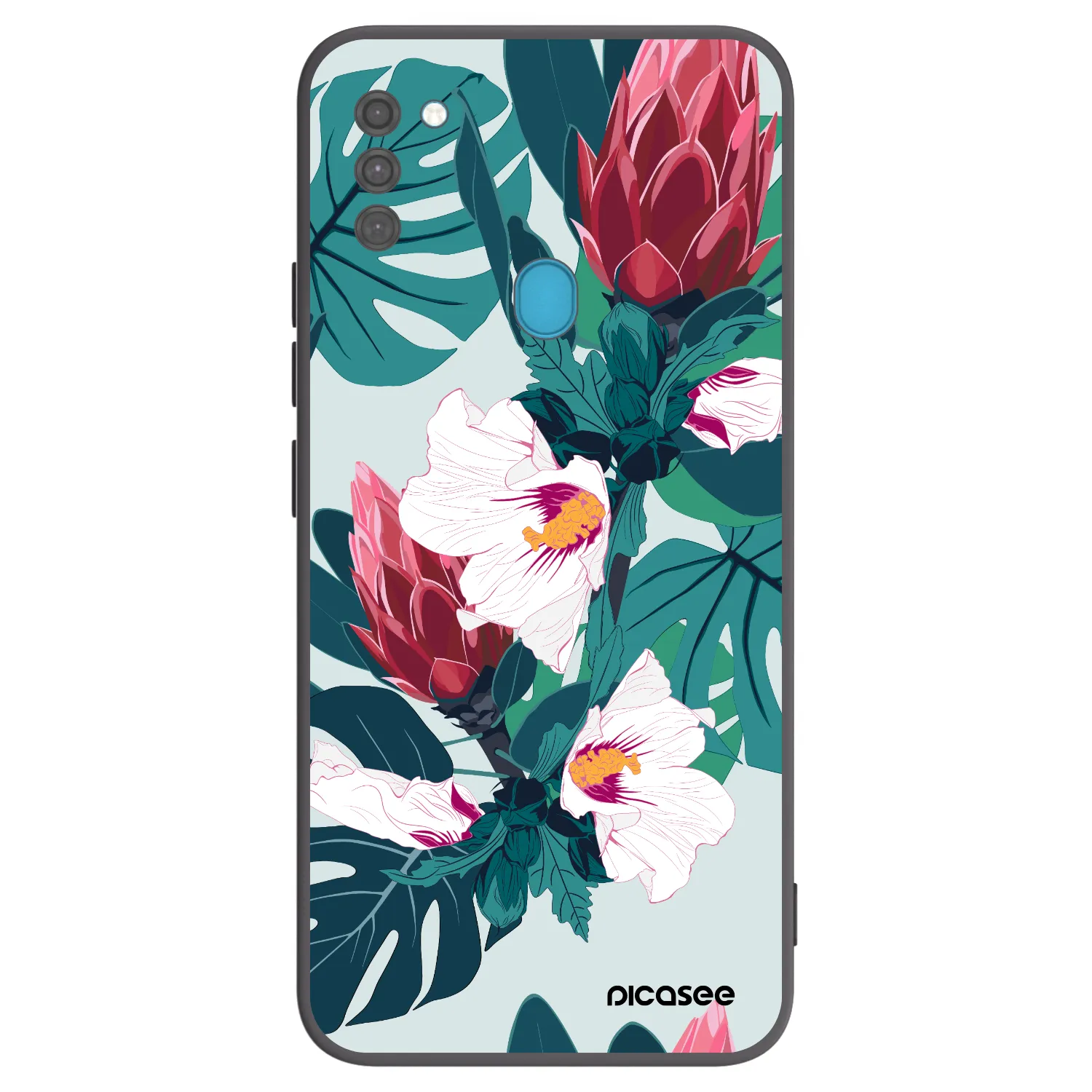 Picasee Μαύρη θήκη σιλικόνης για Samsung Galaxy M11 - Rhododendron