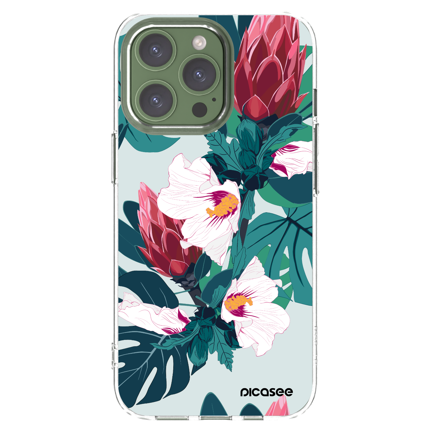 Picasee διαφανής θήκη σιλικόνης Apple iPhone 13 Pro - Rhododendron