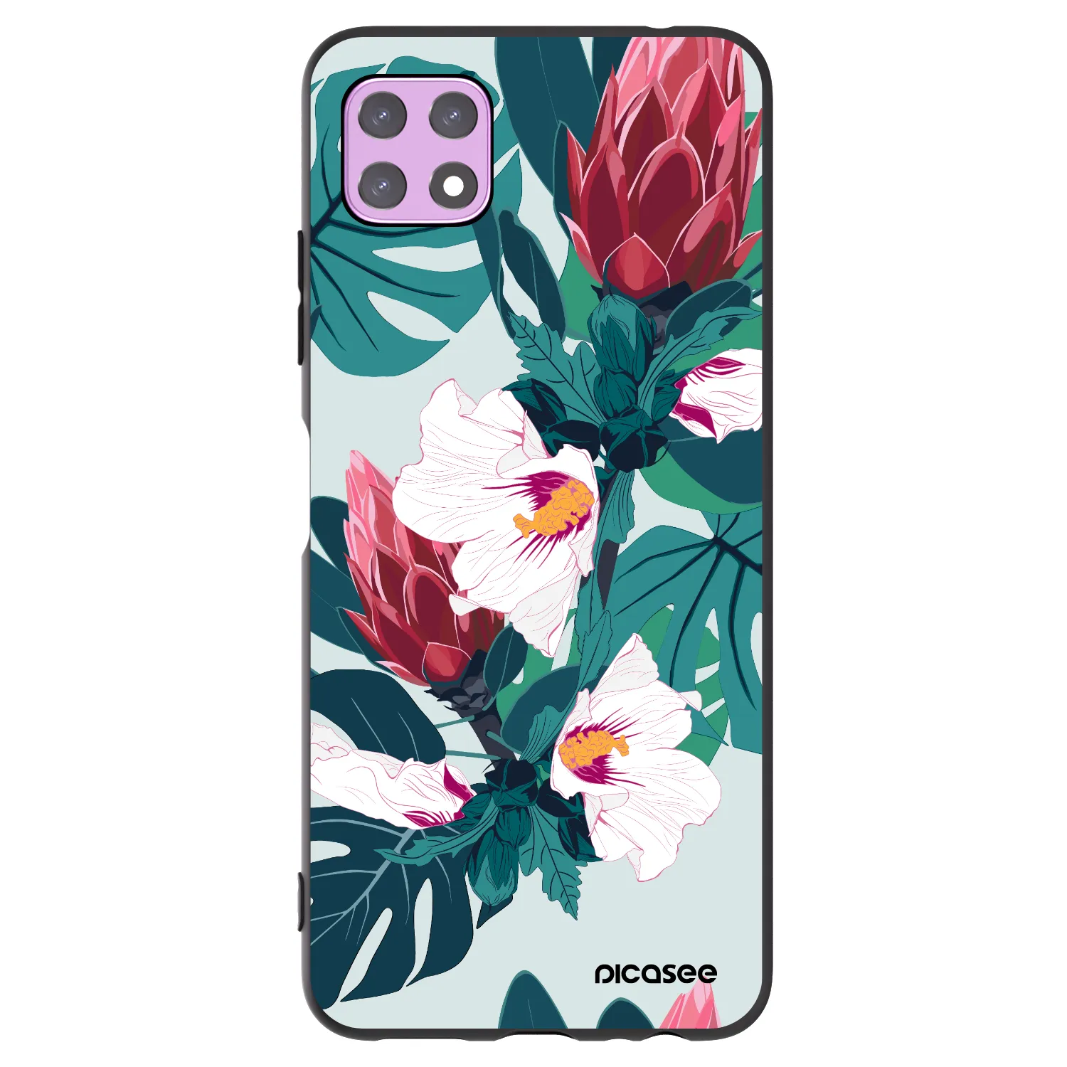 Picasee Μαύρη θήκη σιλικόνης για Samsung Galaxy A22 A226B 5G - Rhododendron
