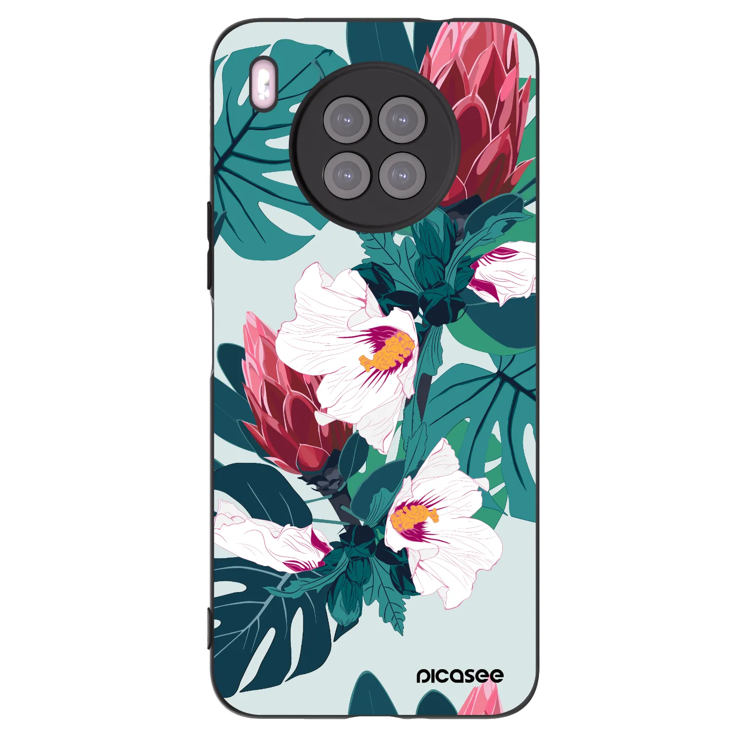 Picasee Μαύρη θήκη σιλικόνης για Huawei Nova 8i - Rhododendron