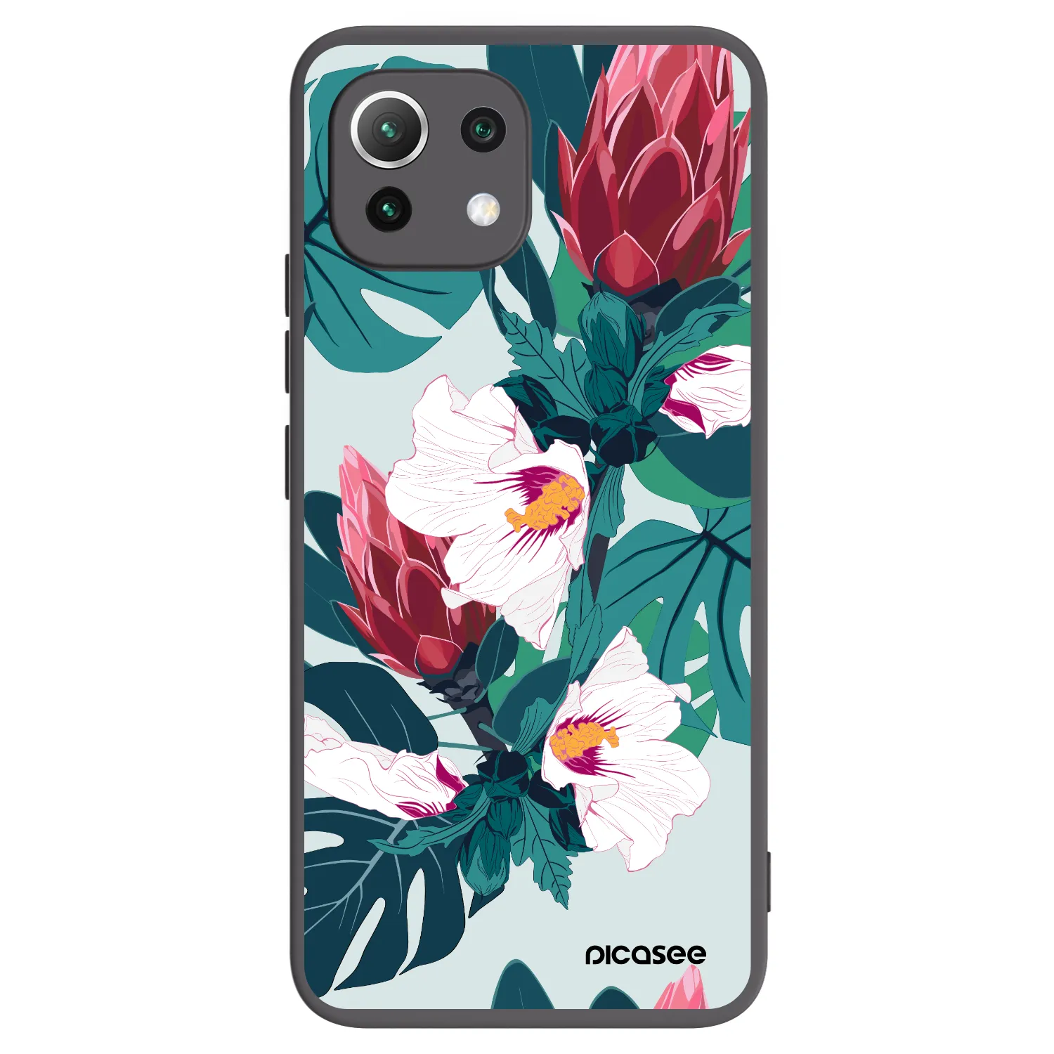 Picasee Μαύρη θήκη σιλικόνης για Xiaomi 11 Lite 5G NE - Rhododendron