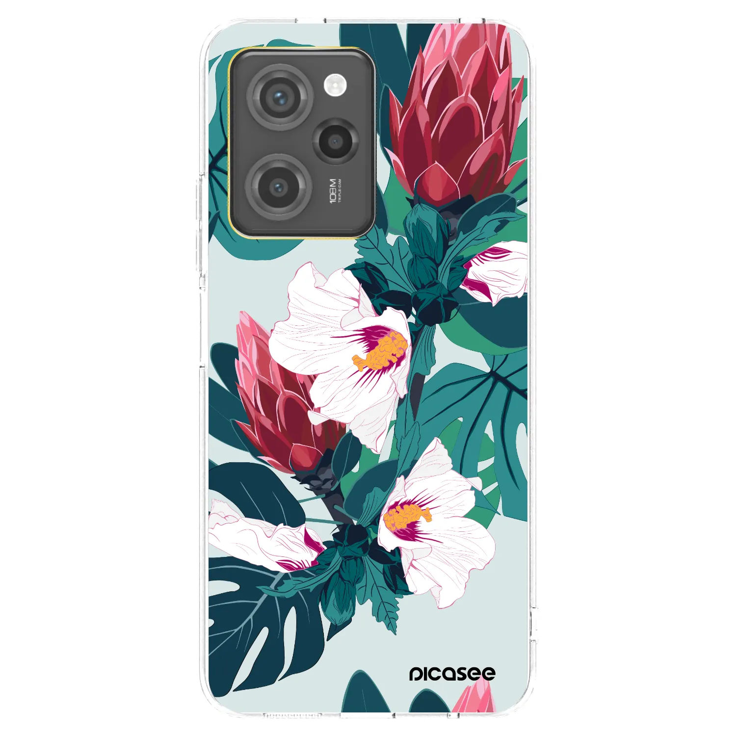 Picasee Μαύρη θήκη σιλικόνης για Xiaomi Poco X5 Pro - Rhododendron