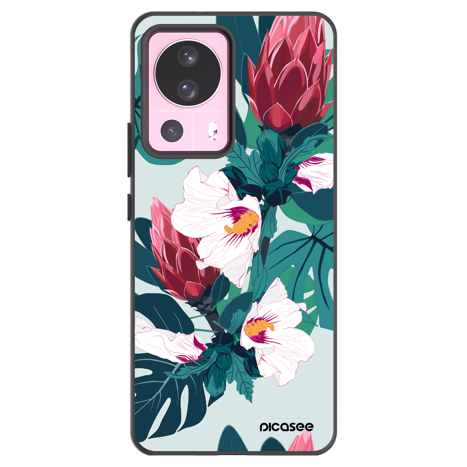 Picasee Μαύρη θήκη σιλικόνης για Xiaomi 13 Lite - Rhododendron