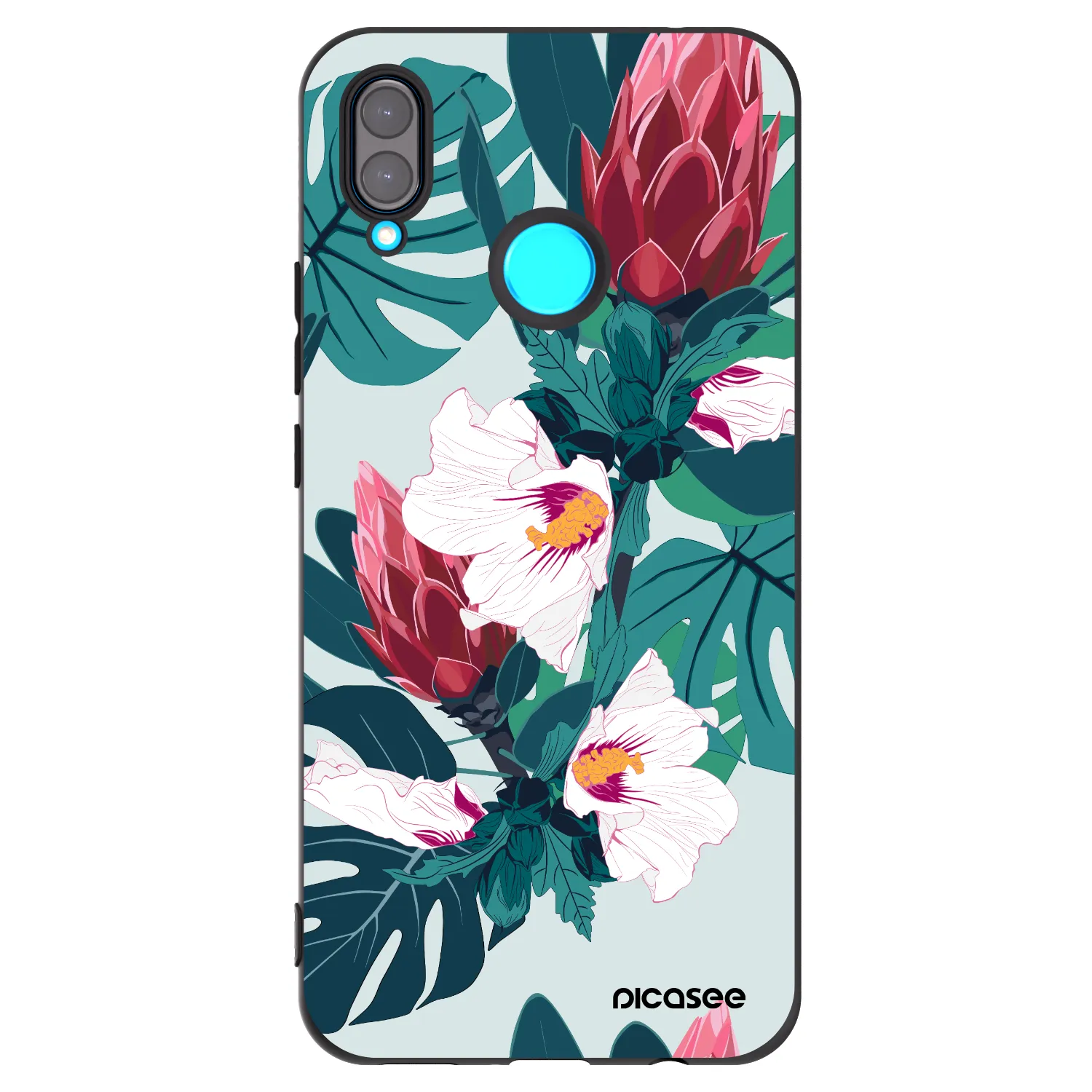 Picasee Μαύρη θήκη σιλικόνης για Huawei Nova 3 - Rhododendron