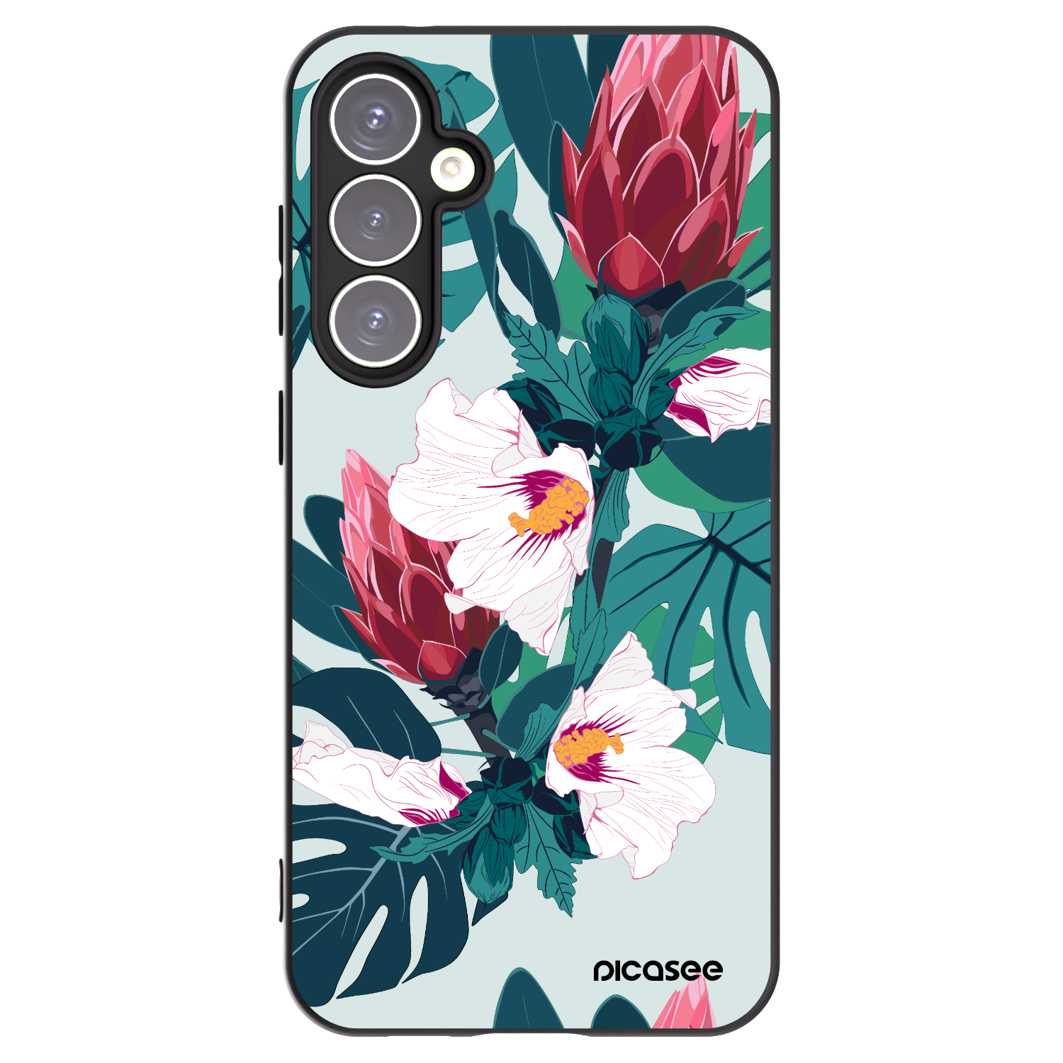 Picasee Μαύρη θήκη σιλικόνης για Samsung Galaxy S23 FE S711B - Rhododendron