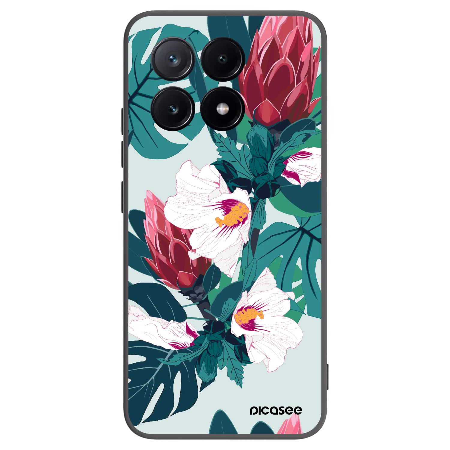 Picasee Μαύρη θήκη σιλικόνης για Xiaomi Poco X6 Pro - Rhododendron