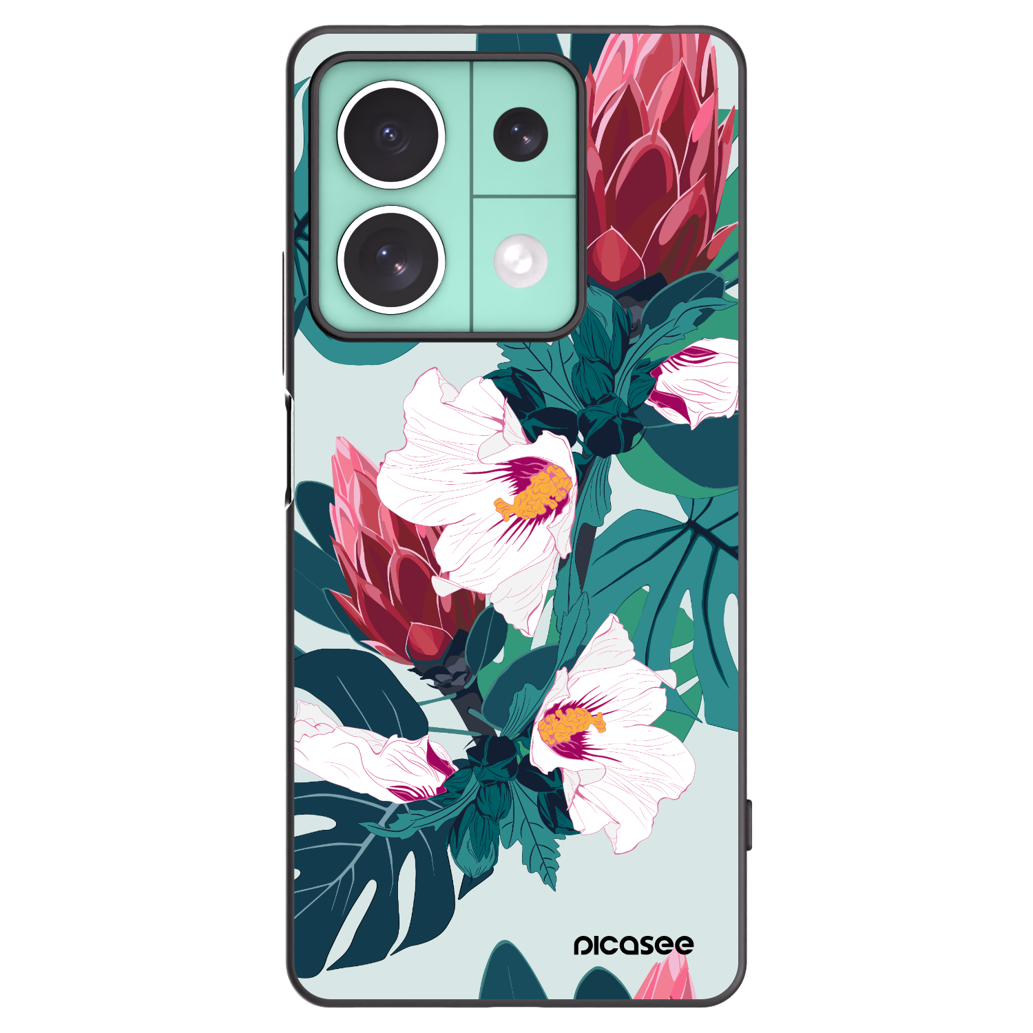 Picasee Μαύρη θήκη σιλικόνης για Xiaomi Redmi Note 13 5G - Rhododendron