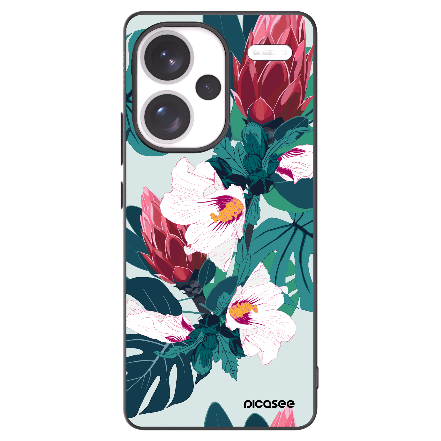 Picasee Μαύρη θήκη σιλικόνης για Xiaomi Redmi Note 13 Pro+ 5G - Rhododendron
