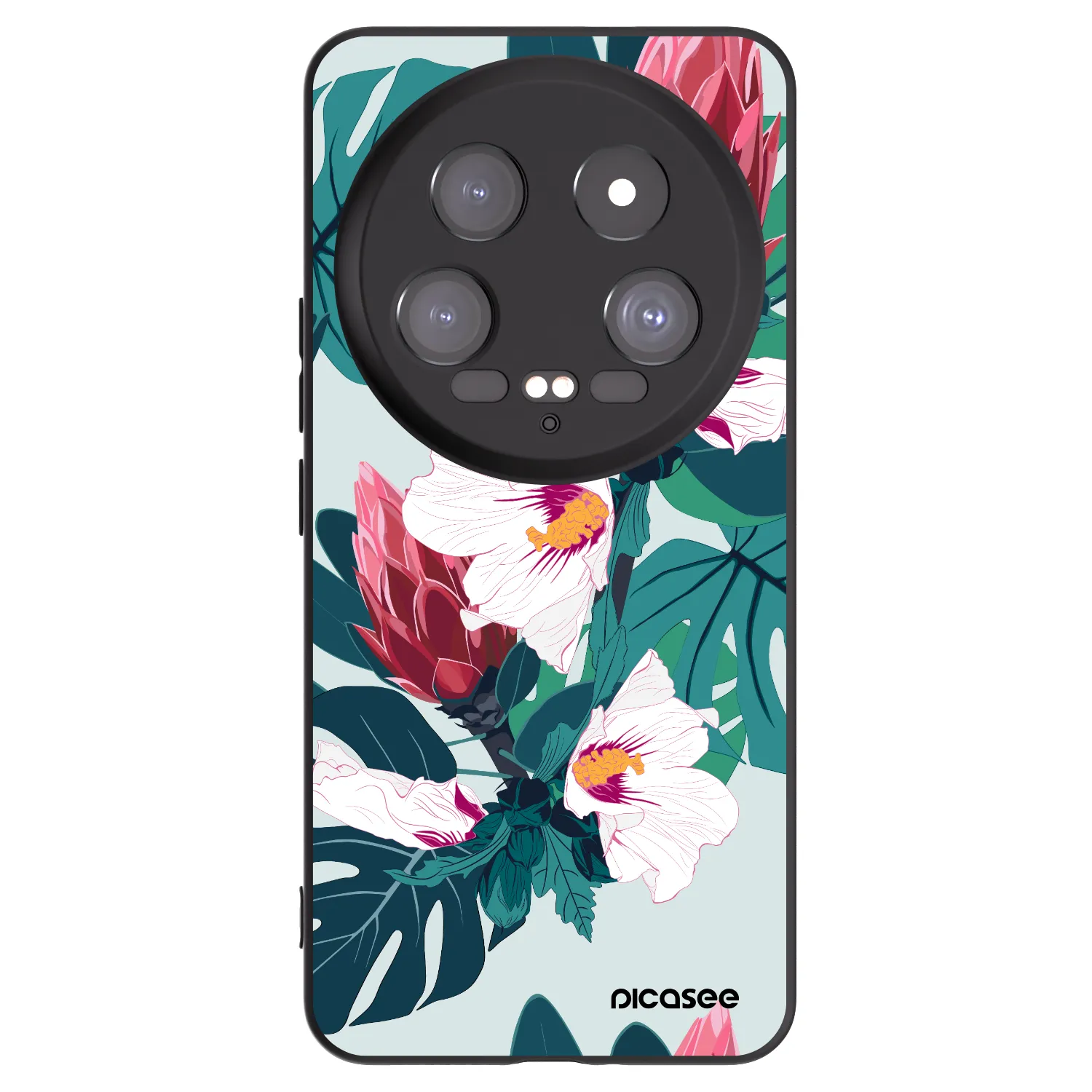 Picasee Μαύρη θήκη σιλικόνης για Xiaomi 14 Ultra - Rhododendron