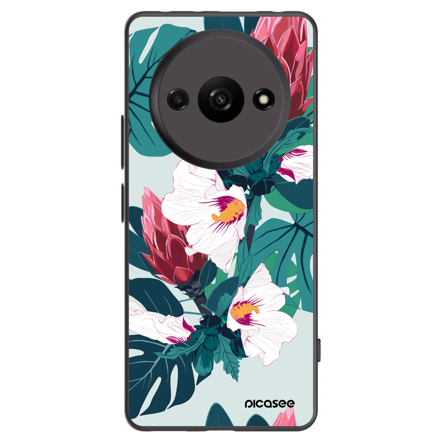 Picasee Μαύρη θήκη σιλικόνης για Xiaomi Redmi A3 - Rhododendron