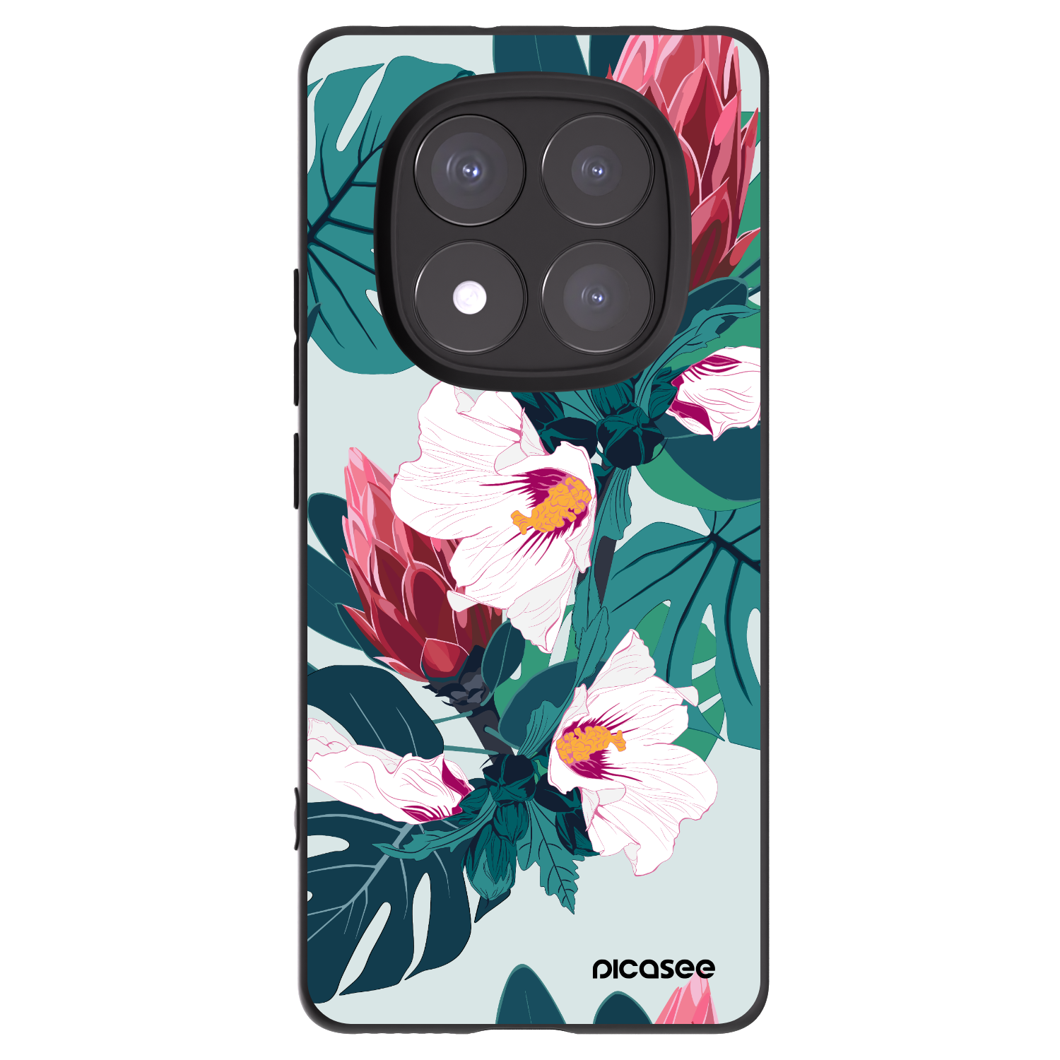 Picasee Μαύρη θήκη σιλικόνης για Xiaomi Redmi Note 14 Pro 5G - Rhododendron