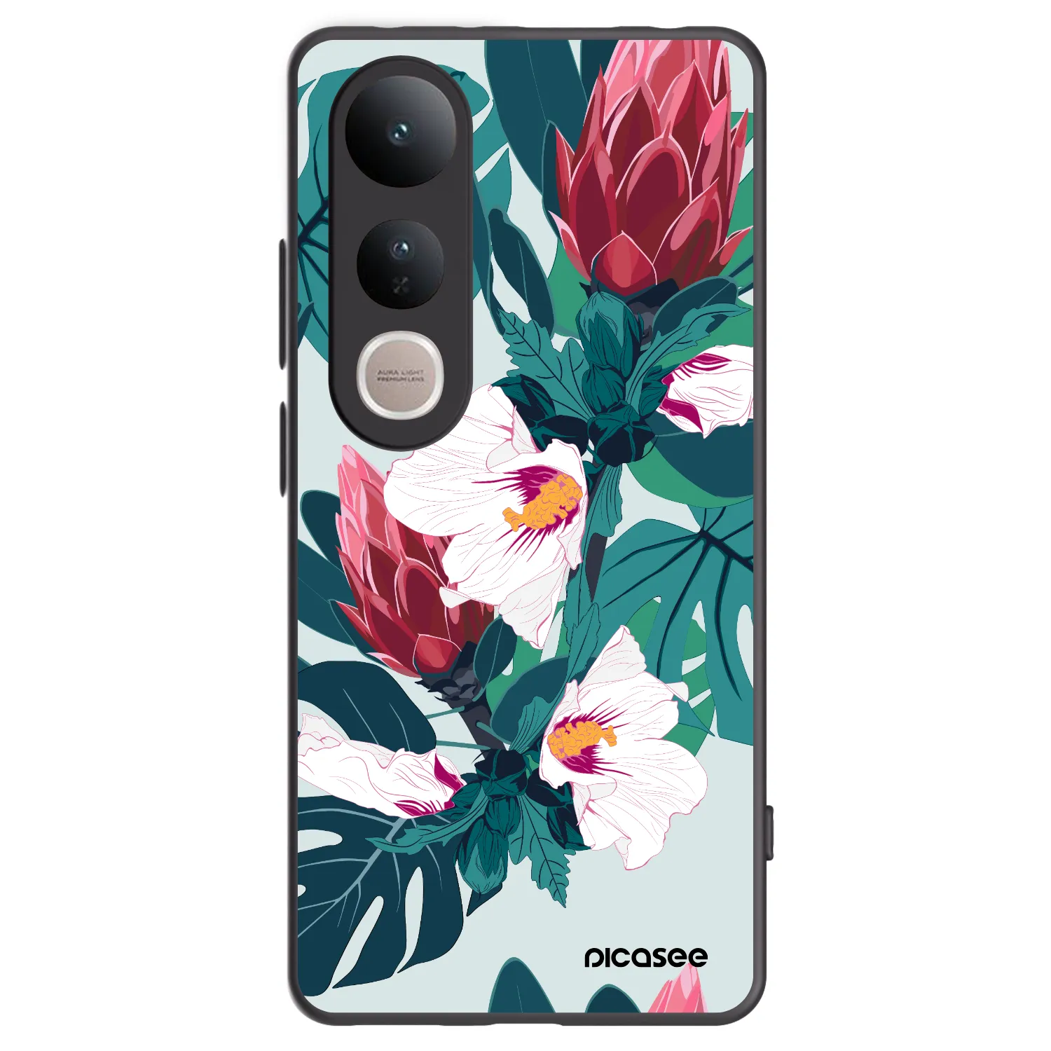 Picasee Μαύρη θήκη σιλικόνης για Vivo V50 Lite 5G - Rhododendron