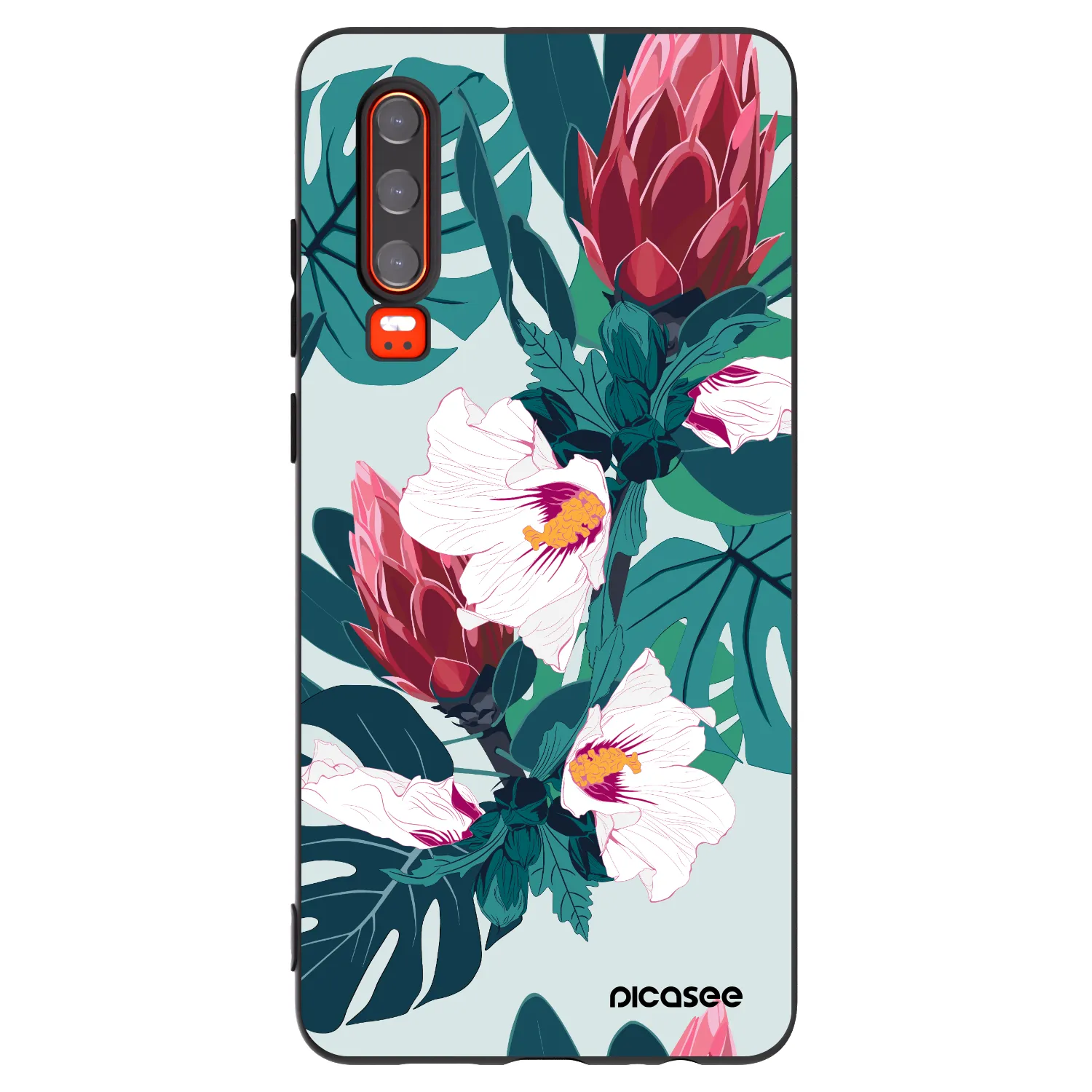 Picasee Μαύρη θήκη σιλικόνης για Huawei P30 - Rhododendron