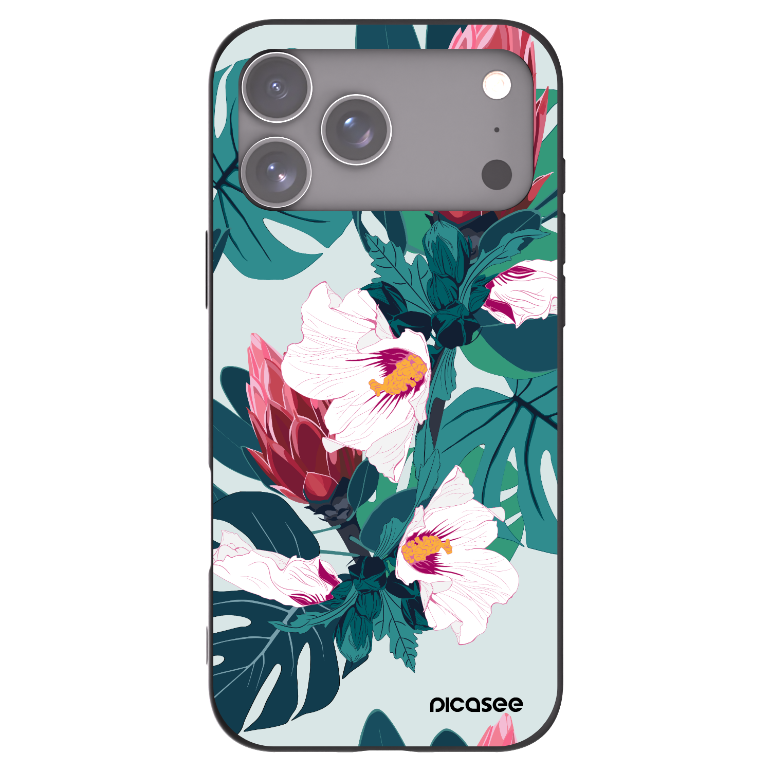 Picasee Μαύρη θήκη σιλικόνης για Apple iPhone 17 Pro Max - Rhododendron