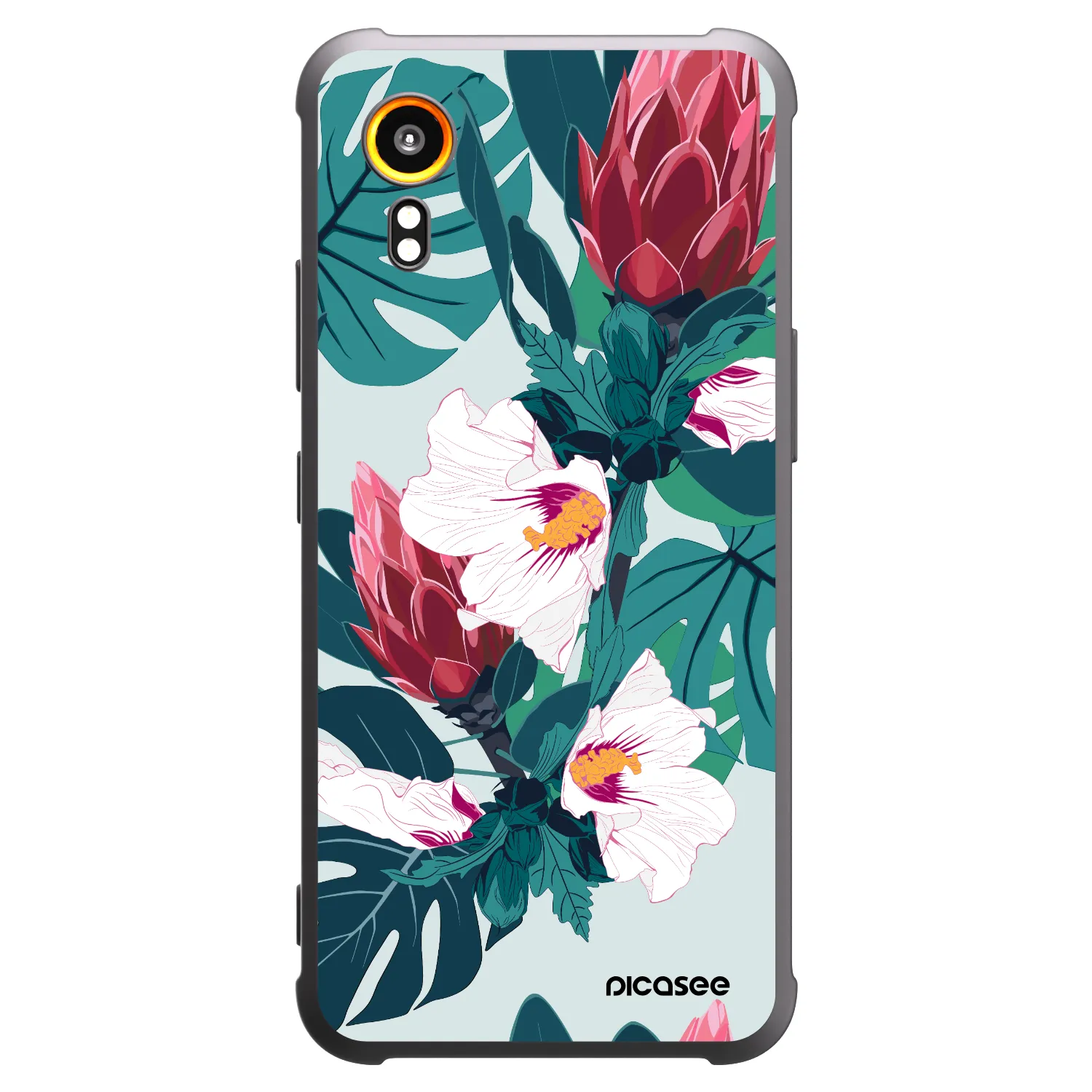 Picasee Μαύρη θήκη σιλικόνης για Samsung Galaxy Xcover 7 - Rhododendron