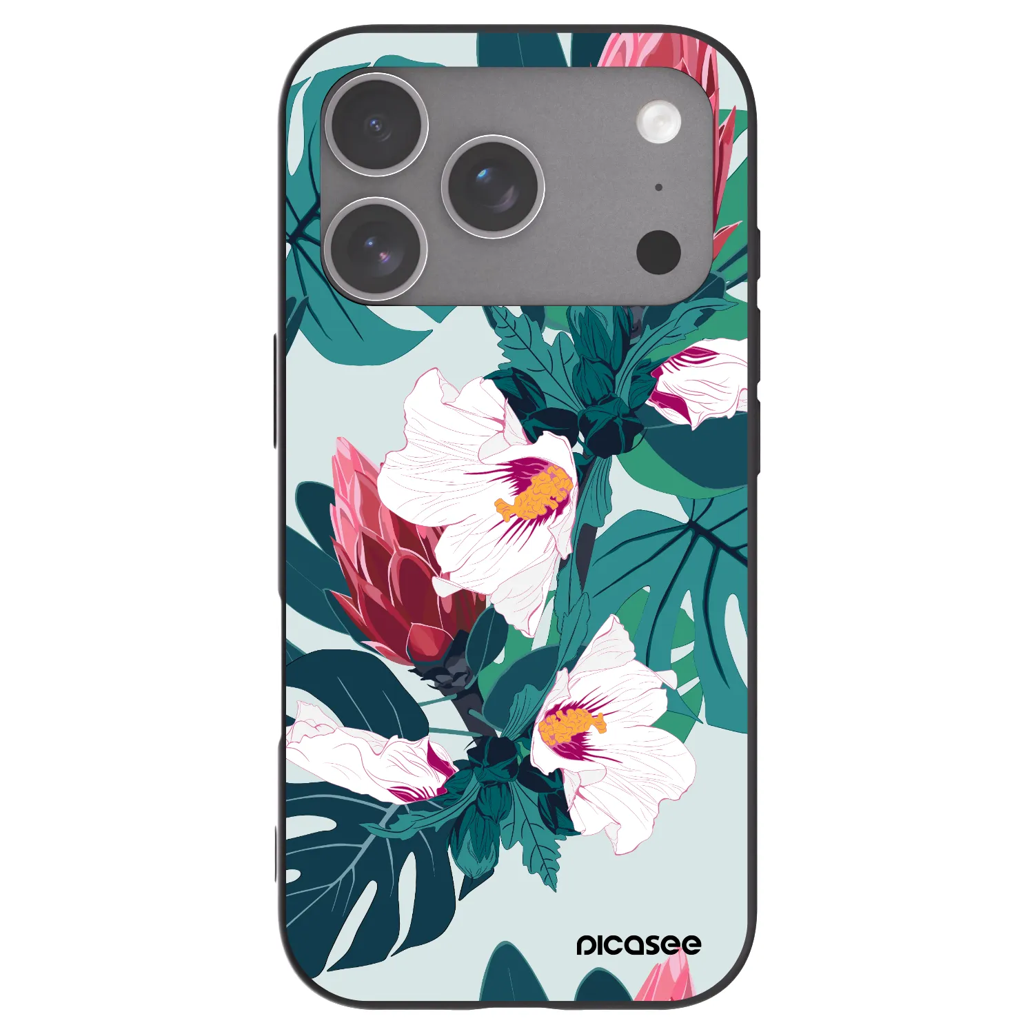 Picasee Μαύρη θήκη σιλικόνης για Apple iPhone 18 Pro - Rhododendron