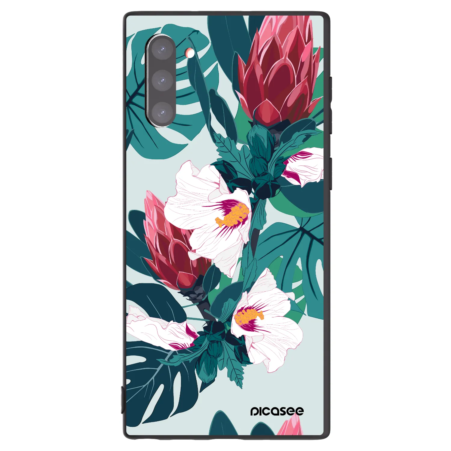 Picasee Μαύρη θήκη σιλικόνης για Samsung Galaxy Note 10 N970F - Rhododendron