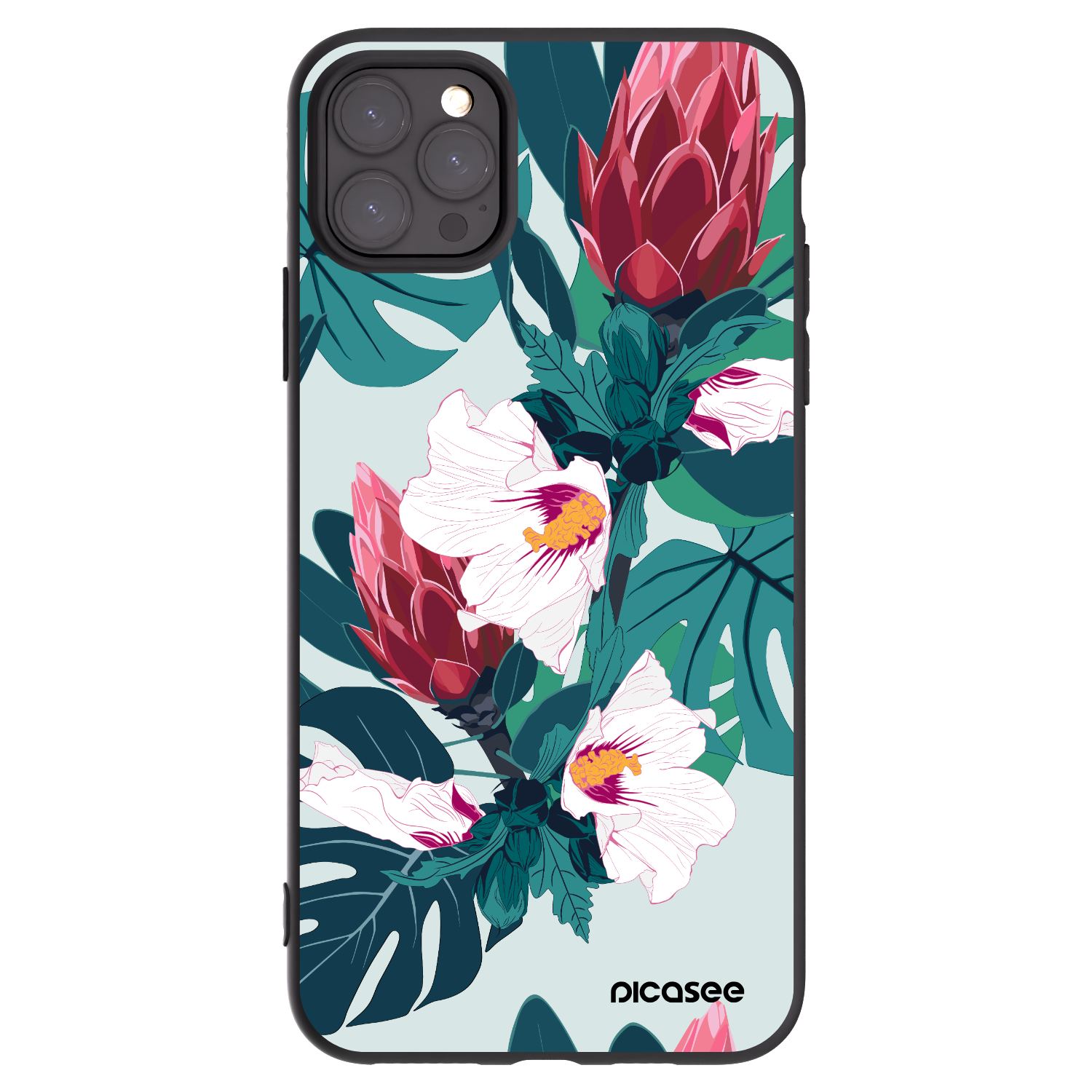 Picasee Μαύρη θήκη σιλικόνης για Apple iPhone 11 Pro Max - Rhododendron