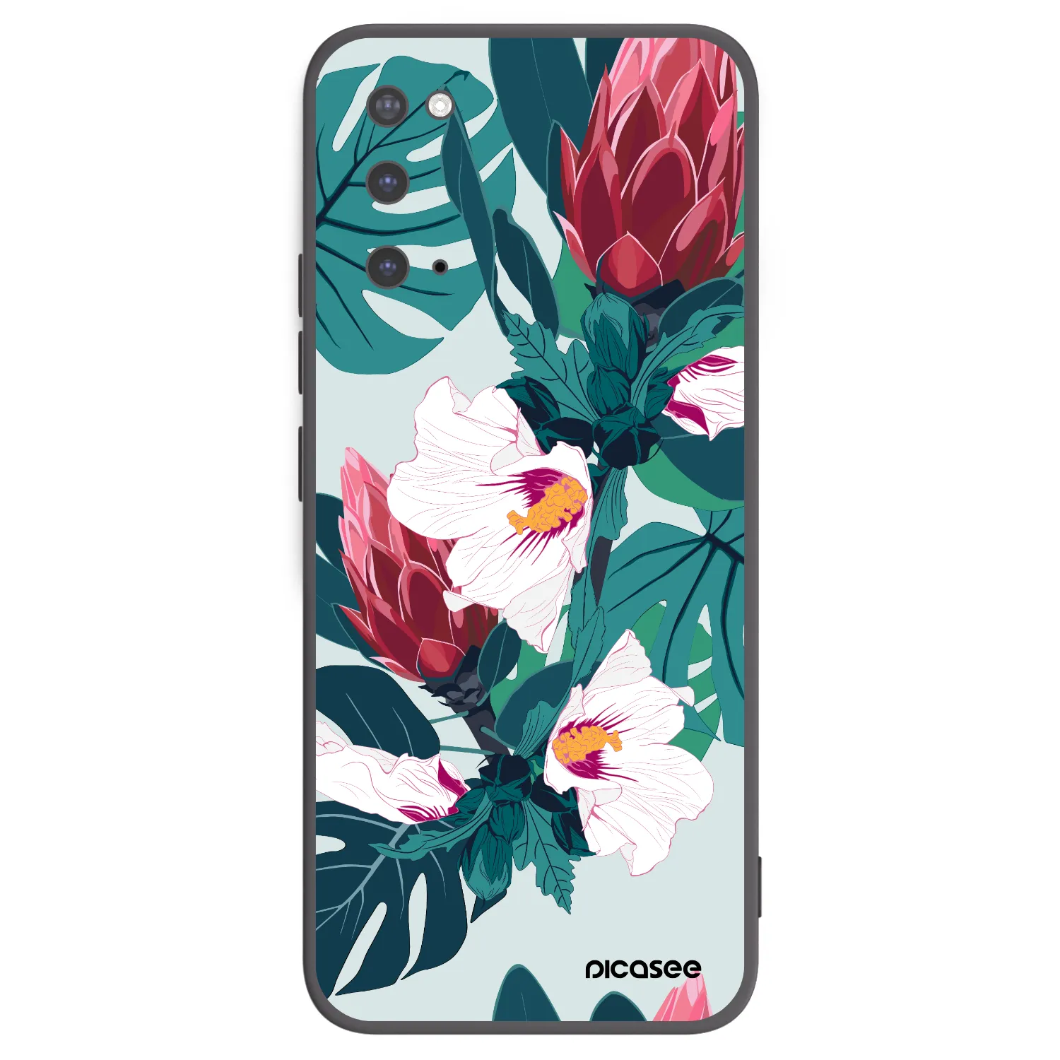 Picasee Μαύρη θήκη σιλικόνης για Samsung Galaxy S20 G980F - Rhododendron
