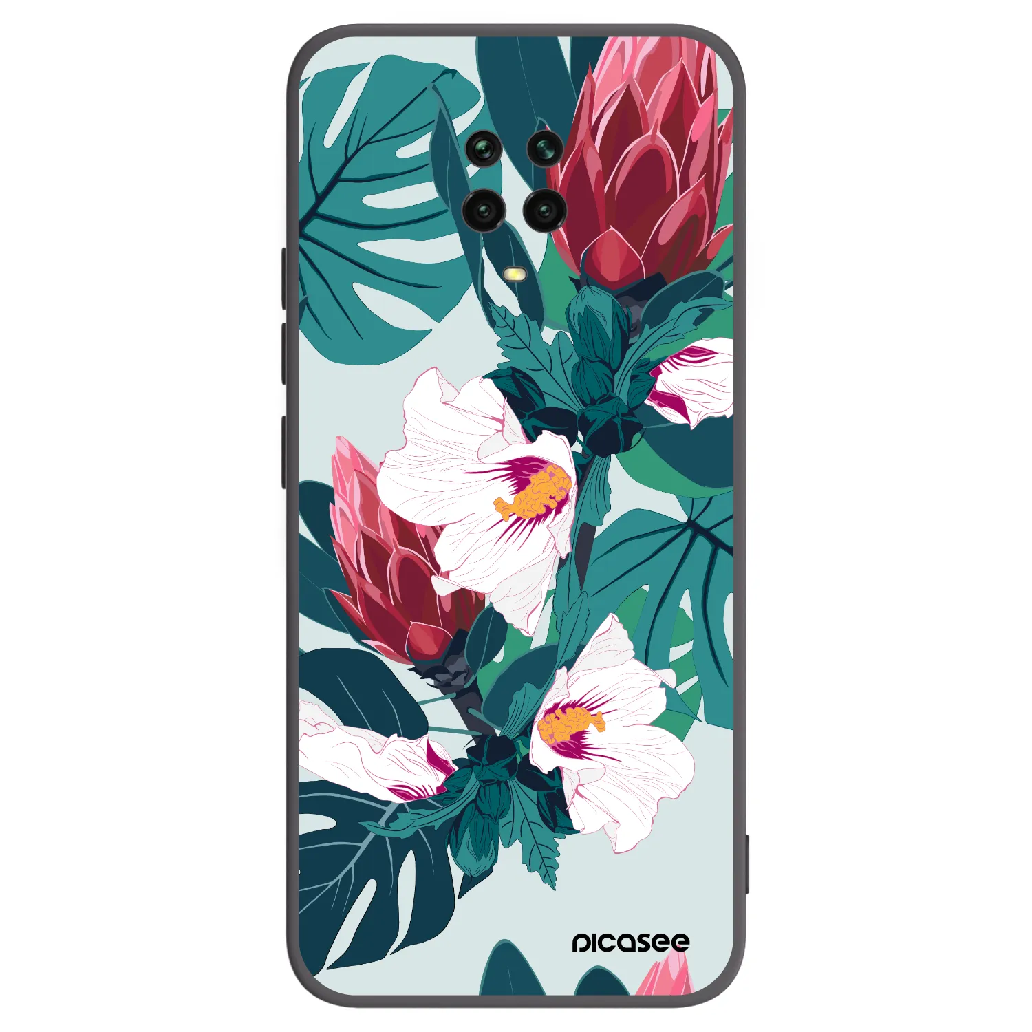 Picasee Μαύρη θήκη σιλικόνης για Xiaomi Redmi Note 9S - Rhododendron