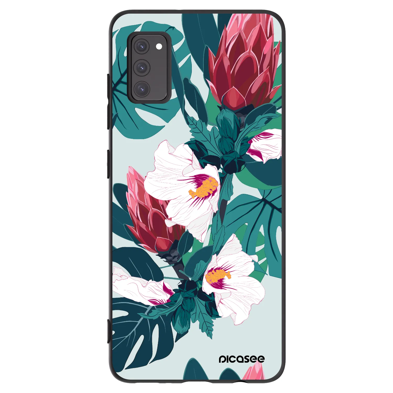Picasee Μαύρη θήκη σιλικόνης για Samsung Galaxy A41 A415F - Rhododendron