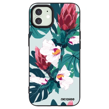 Picasee Μαύρη θήκη σιλικόνης για Apple iPhone 12 - Rhododendron