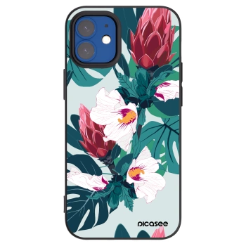 Picasee Μαύρη θήκη σιλικόνης για Apple iPhone 12 mini - Rhododendron