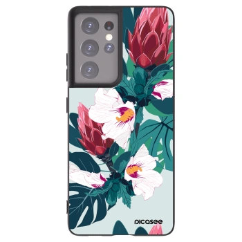 Picasee Μαύρη θήκη σιλικόνης για Samsung Galaxy S21 Ultra 5G G998B - Rhododendron