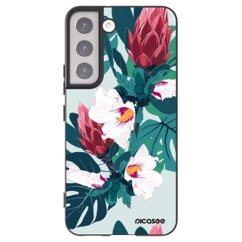 Picasee Μαύρη θήκη σιλικόνης για Samsung Galaxy S22 5G - Rhododendron