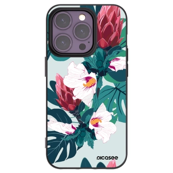 Picasee Μαύρη θήκη σιλικόνης για Apple iPhone 14 Pro - Rhododendron