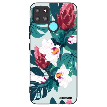 Picasee Μαύρη θήκη σιλικόνης για Realme C21Y - Rhododendron