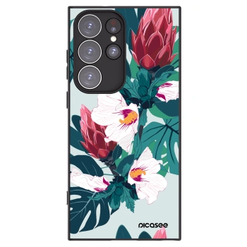 Picasee Μαύρη θήκη σιλικόνης για Samsung Galaxy S23 Ultra 5G - Rhododendron