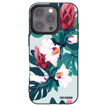 Picasee Μαύρη θήκη σιλικόνης για Apple iPhone 16 Pro - Rhododendron
