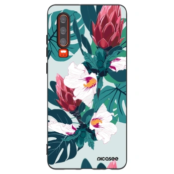 Picasee Μαύρη θήκη σιλικόνης για Huawei P30 - Rhododendron
