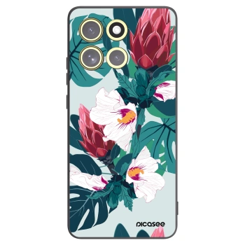 Picasee Μαύρη θήκη σιλικόνης για Motorola Moto G86 Power 5G - Rhododendron
