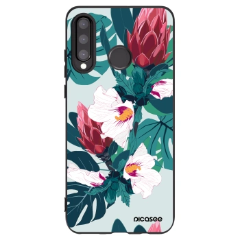 Picasee Μαύρη θήκη σιλικόνης για Huawei P30 Lite - Rhododendron