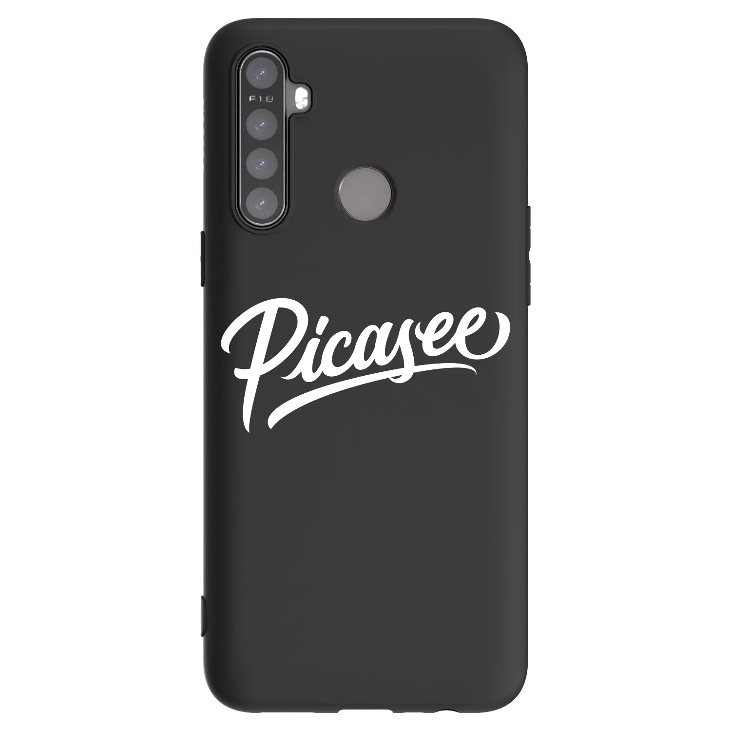 Picasee Μαύρη θήκη σιλικόνης για Realme 5 - Picasee - old logo - white