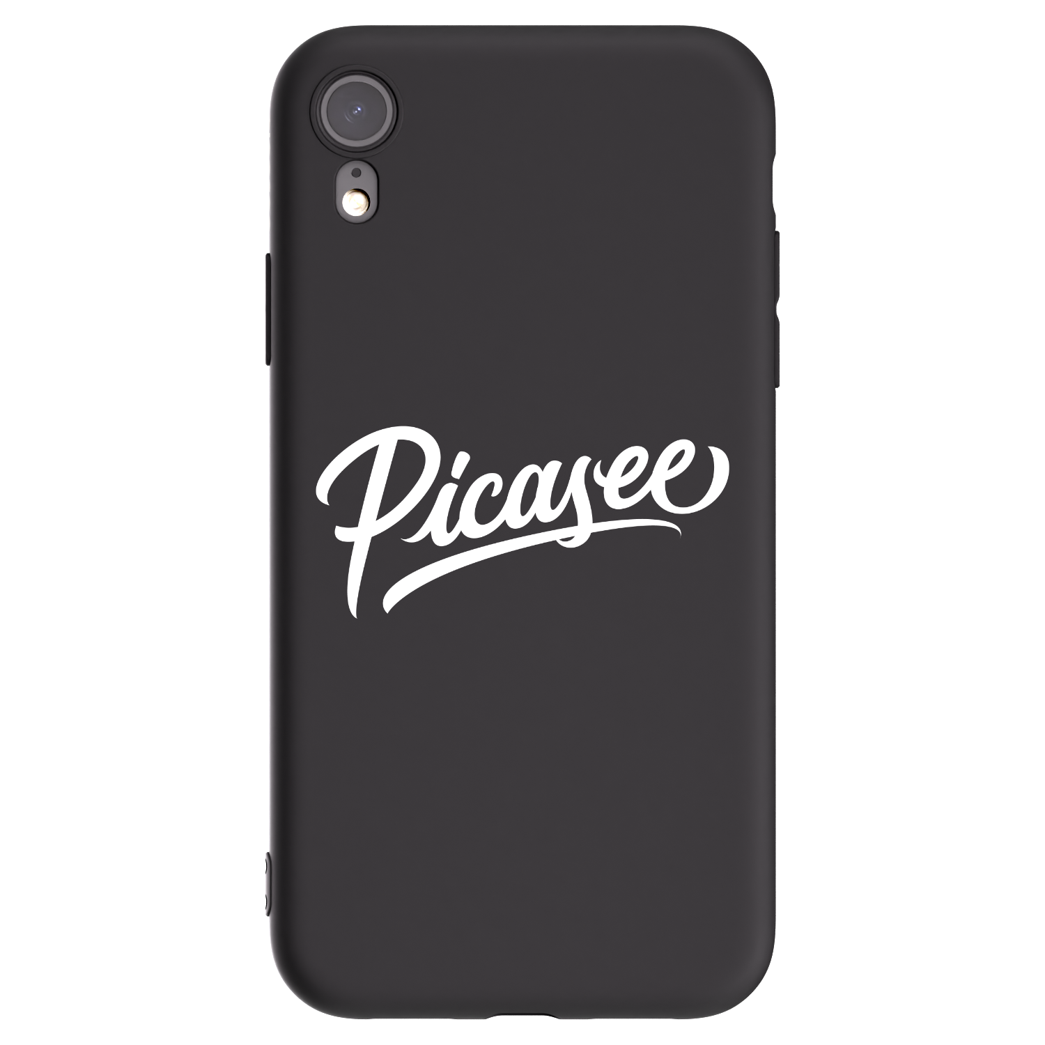 Picasee Μαύρη θήκη σιλικόνης για Apple iPhone XR - Picasee - old logo - white