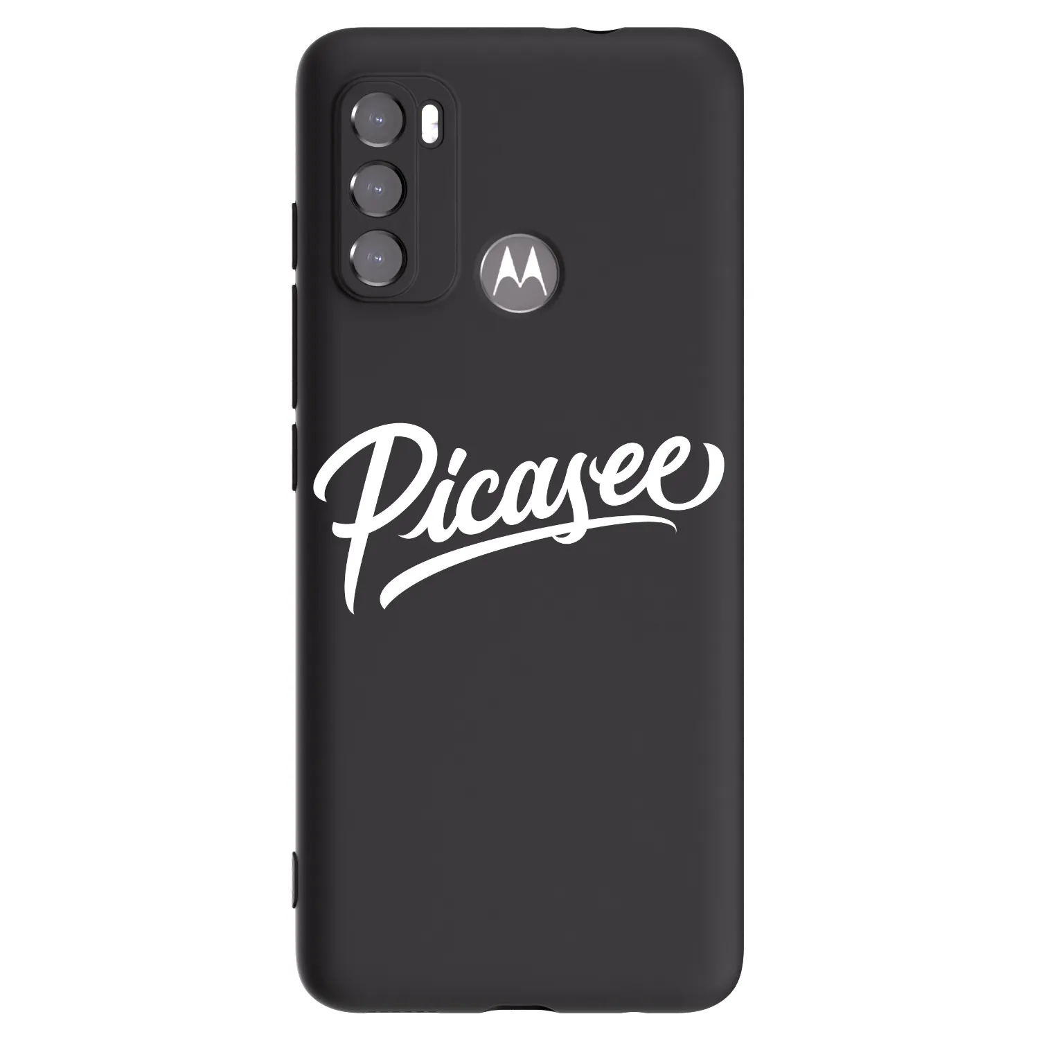 Picasee Μαύρη θήκη σιλικόνης για Motorola Moto G60 - Picasee - old logo - white