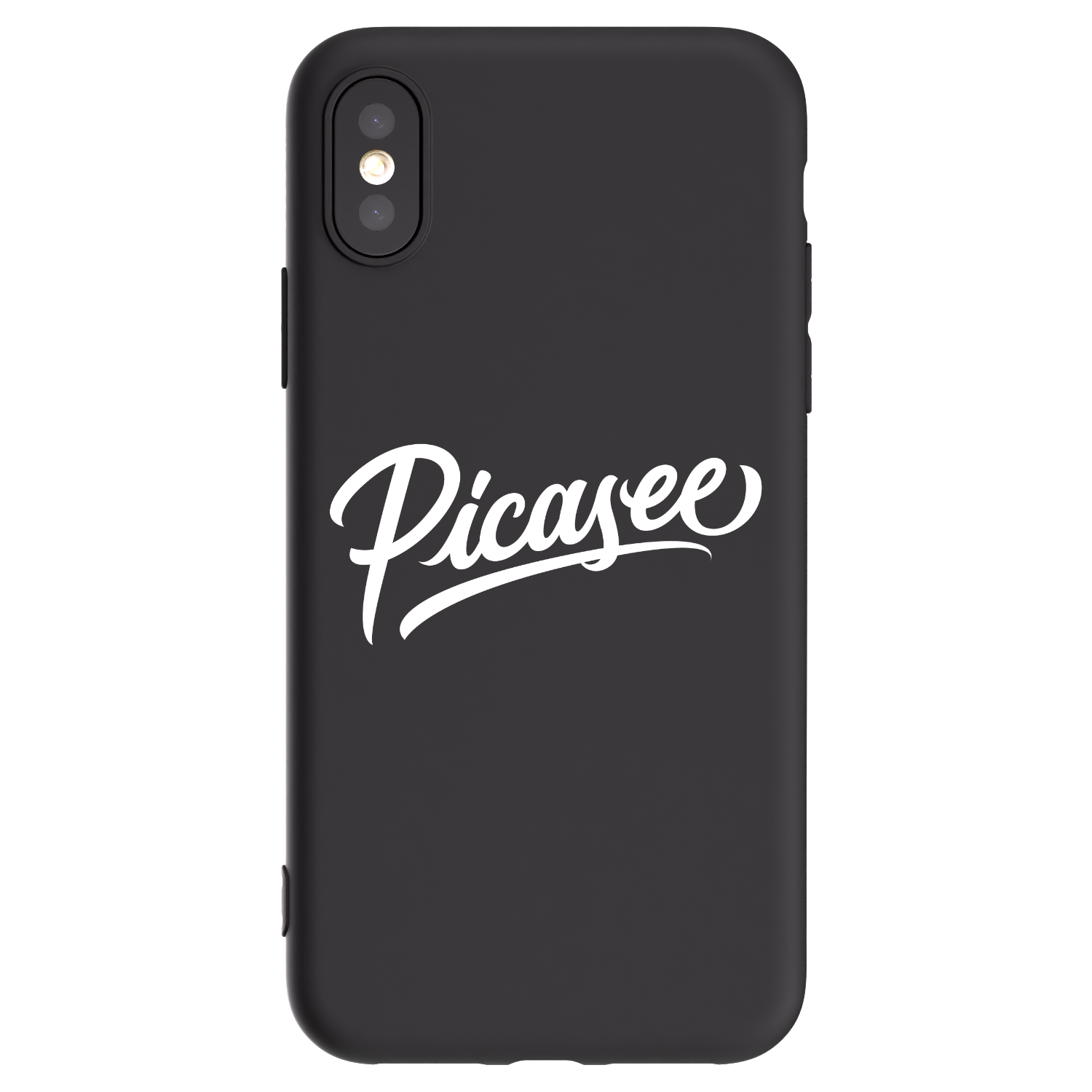 Picasee Μαύρη θήκη σιλικόνης για Apple iPhone X/XS - Picasee - old logo - white