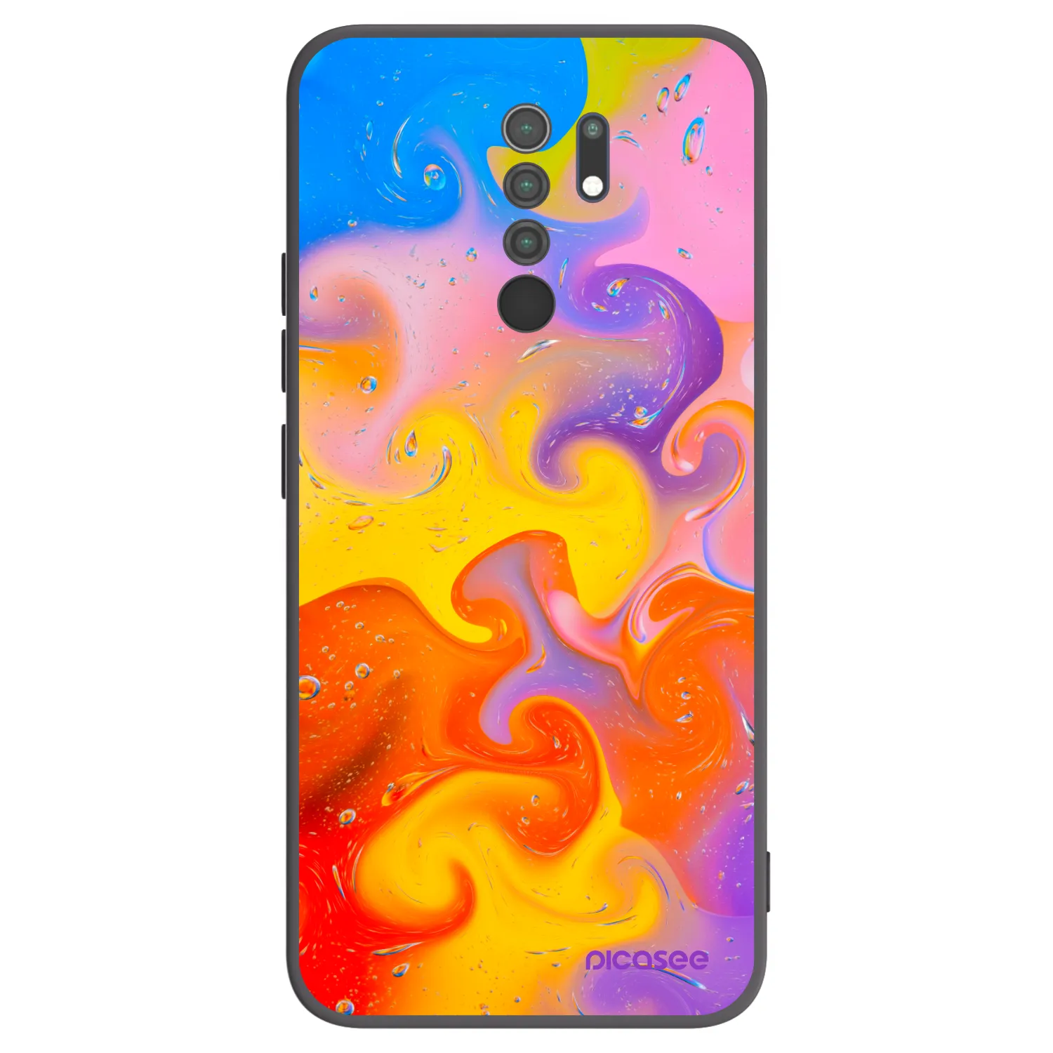 Picasee Μαύρη θήκη σιλικόνης για Xiaomi Redmi 9 - Bubbles
