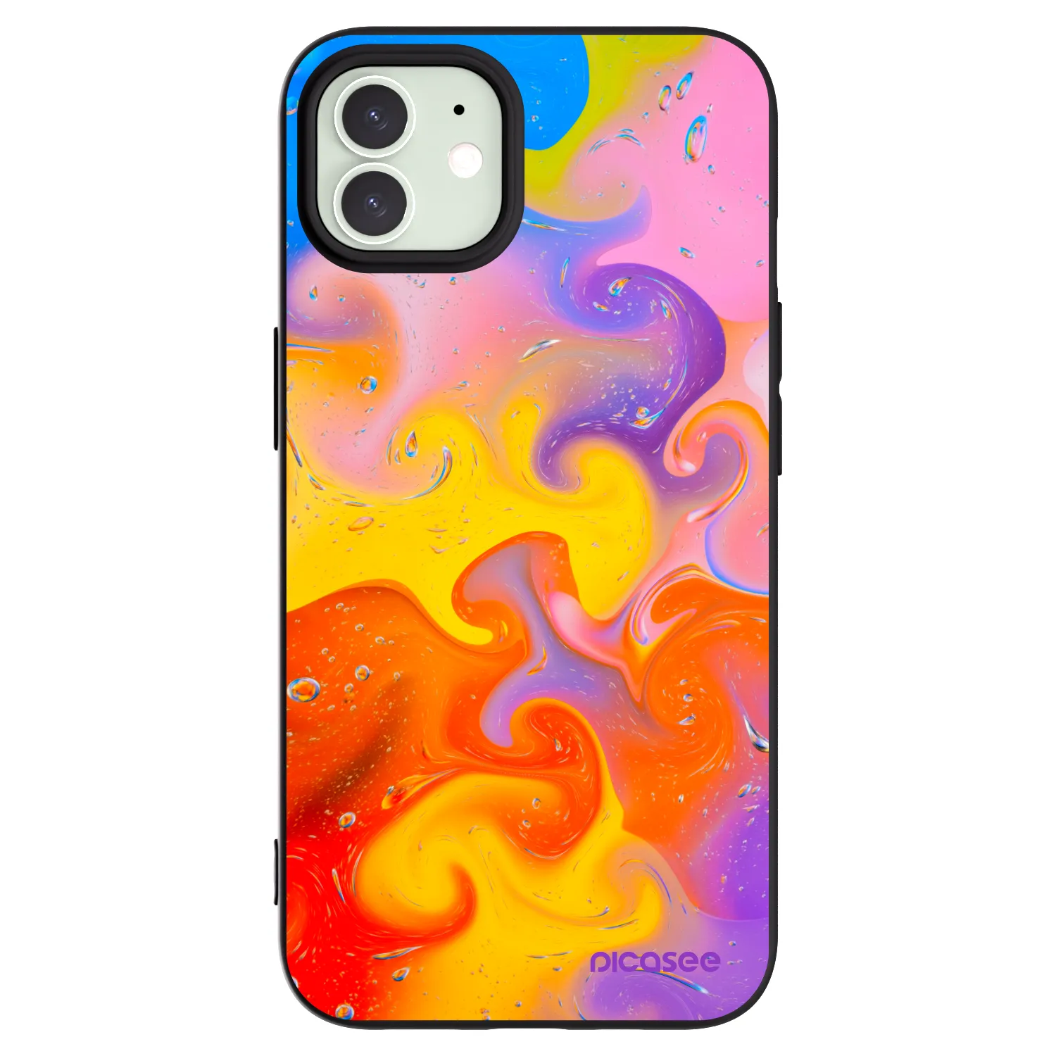 Picasee Μαύρη θήκη σιλικόνης για Apple iPhone 12 Pro - Bubbles