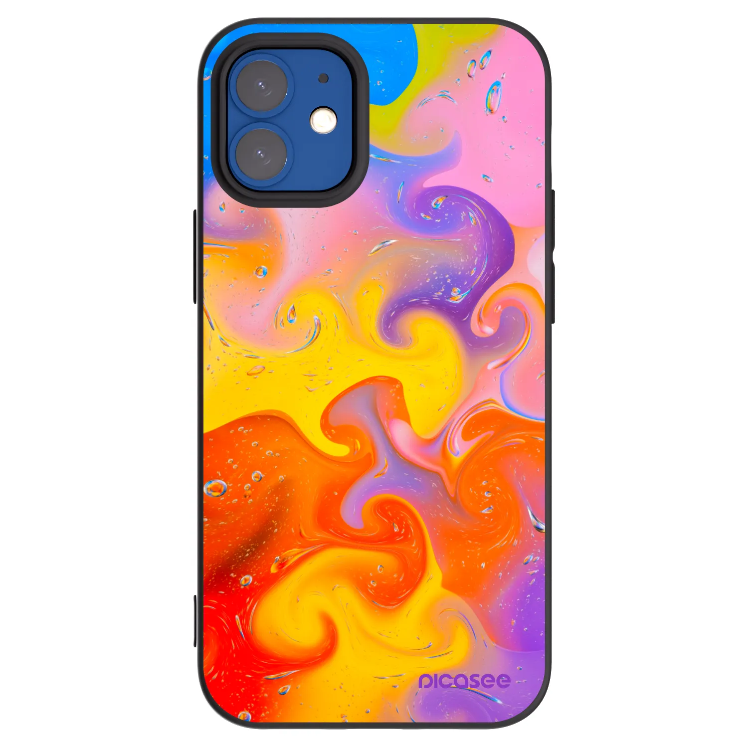 Picasee Μαύρη θήκη σιλικόνης για Apple iPhone 12 mini - Bubbles
