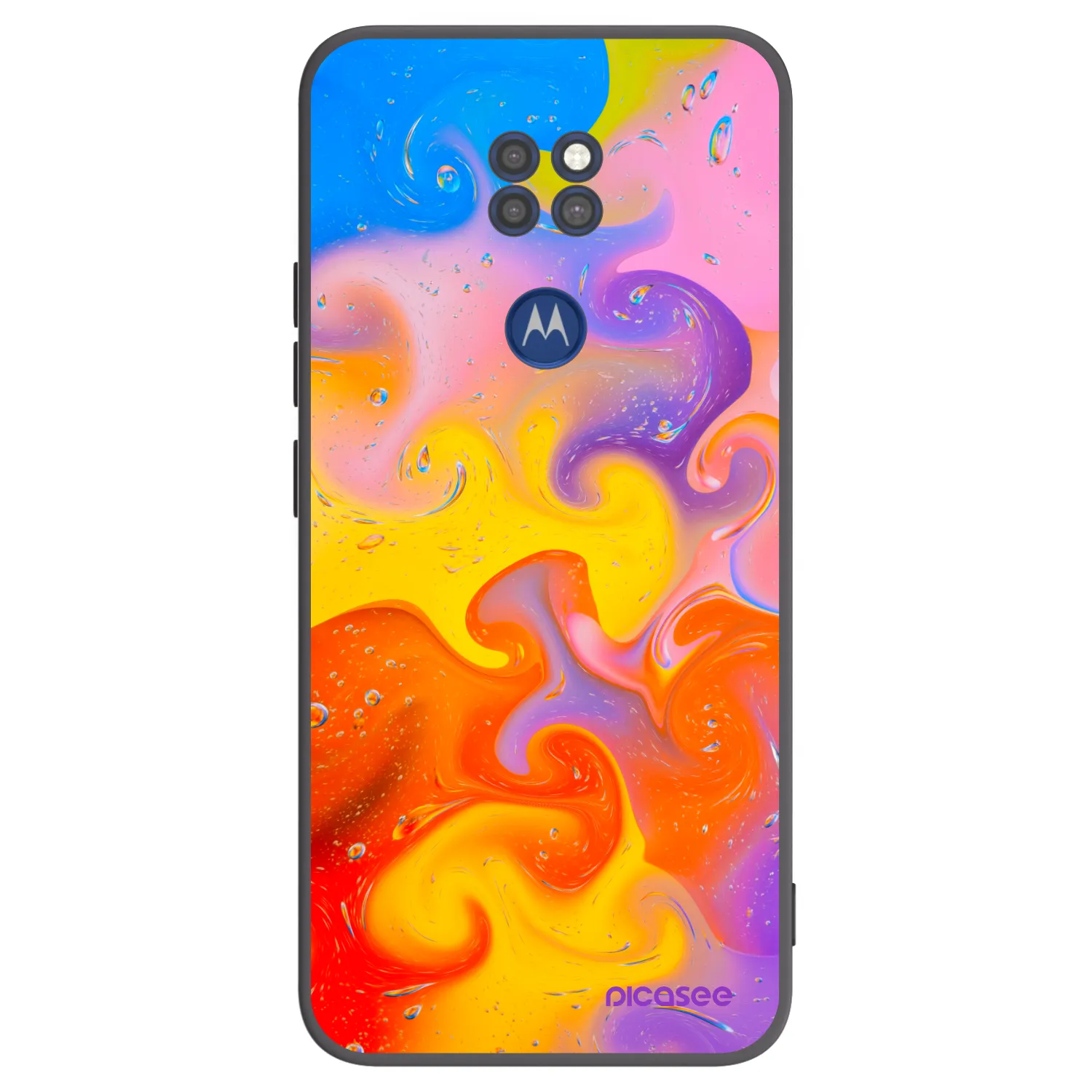Picasee Μαύρη θήκη σιλικόνης για Motorola Moto G9 Play - Bubbles