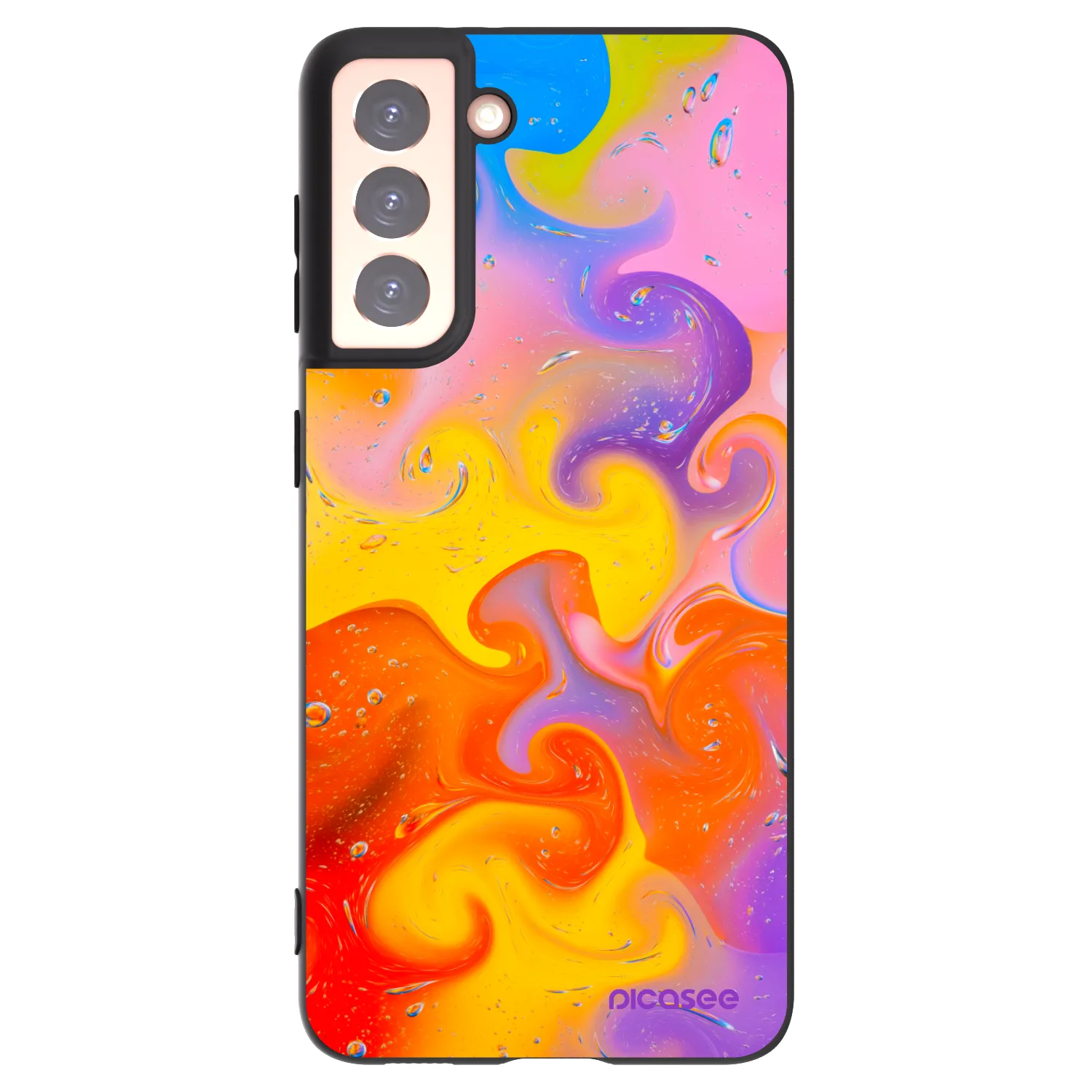 Picasee Μαύρη θήκη σιλικόνης για Samsung Galaxy S21 5G G991B - Bubbles