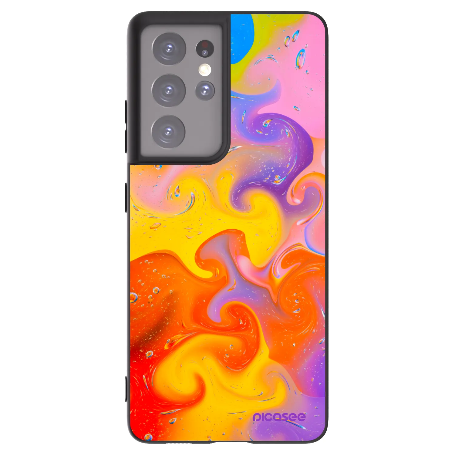 Picasee Μαύρη θήκη σιλικόνης για Samsung Galaxy S21 Ultra 5G G998B - Bubbles