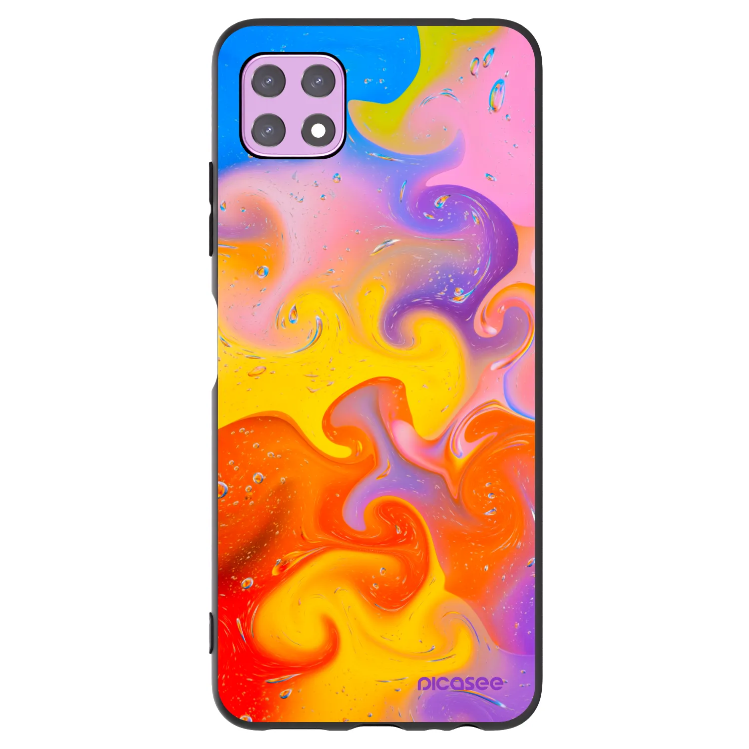 Picasee Μαύρη θήκη σιλικόνης για Samsung Galaxy A22 A226B 5G - Bubbles