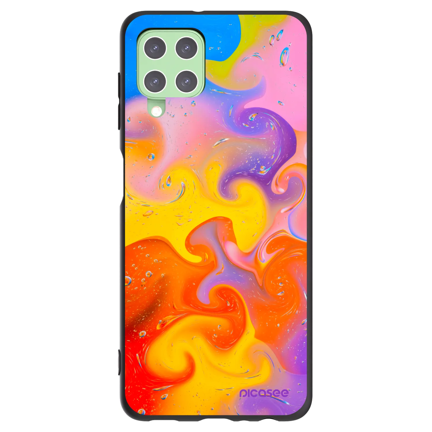 Picasee Μαύρη θήκη σιλικόνης για Samsung Galaxy A22 A225F 4G - Bubbles