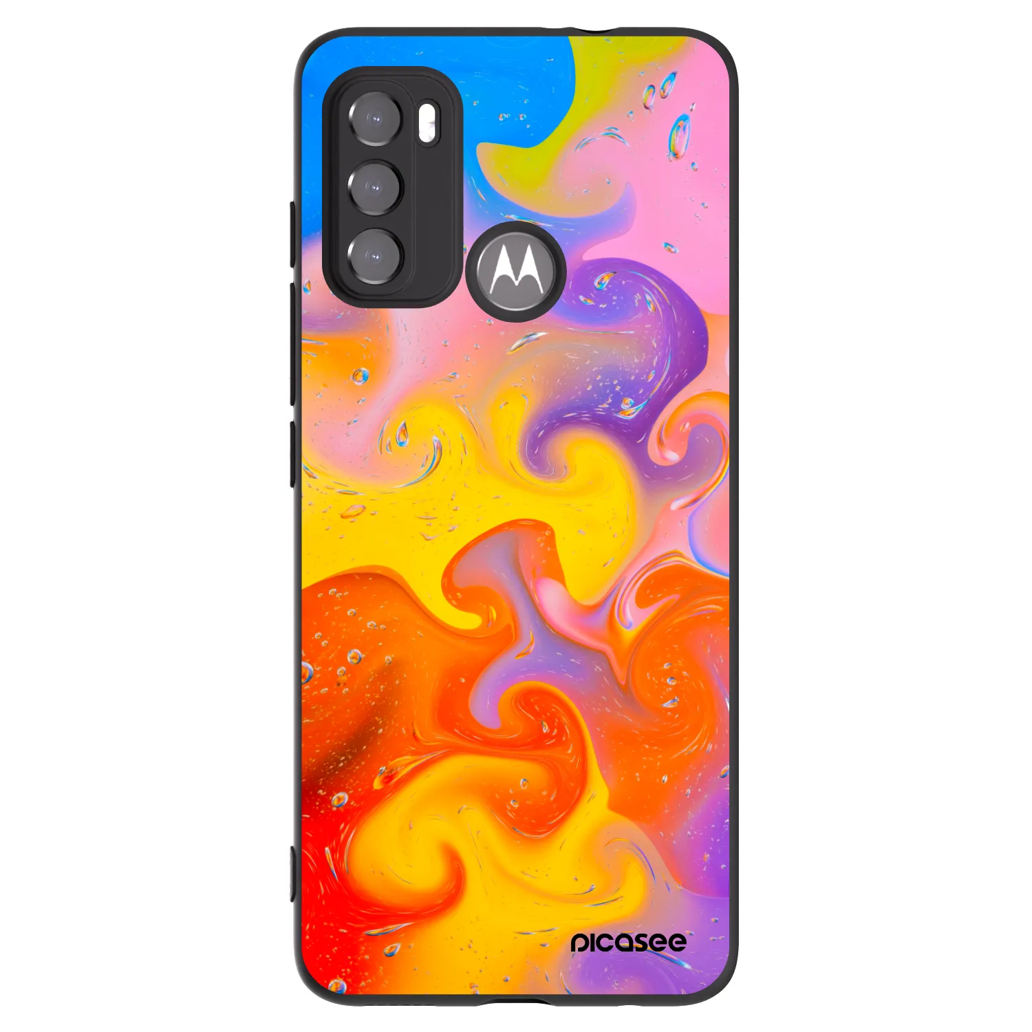 Picasee Μαύρη θήκη σιλικόνης για Motorola Moto G60 - Bubbles